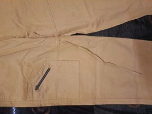 BEIGE WIDE LEG CARGO JEANS(HIGH-WAIST)