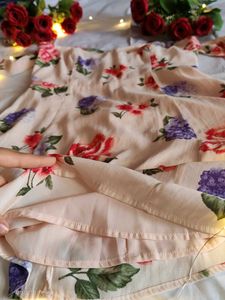 Floral Off-Shoulder Sweetheart Neck Dress