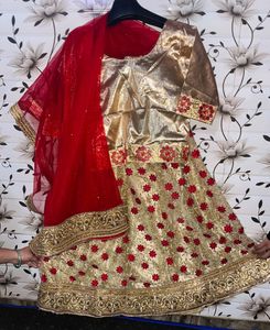 Red Sequin Lehenga Choli Set