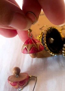 Black Thread &amp; Stone Earrings