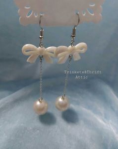 Bow Pearl Drop Earrings