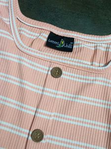 1. Striped Button Cotton Top