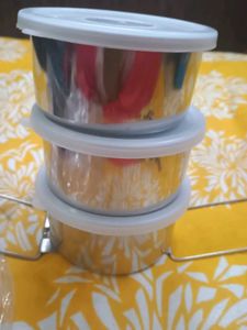 New Unused 3 Piece Air Tight Tiffin