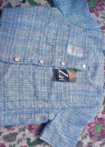 Zara Textured Blue Jacket