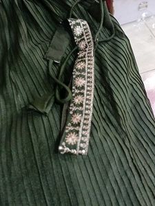 Elegant Olive Green Embroidered Dress
