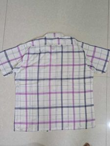 Purple and Blue Checkered White Shirt
