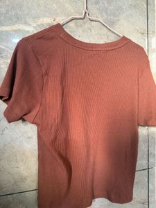 Ribbed Brown Top