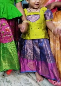 Pattu Lehenga Dress For Baby Girl