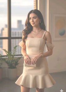 Elegant Beige Bodycon Dress