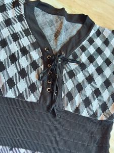 Checkered Knit Mini Dress