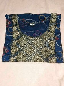 Navy Blue Embroidered Kurti