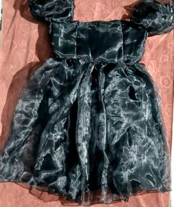 Black Organza Short Frock 28,30,32,34