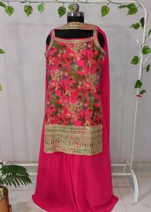 Brand New Heavy Rose Pink Sharara Set