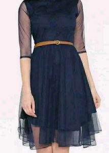 Stylish Navy Blue Net Dress