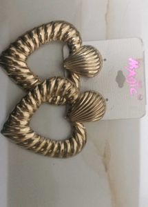Gold Heart Statement Earrings