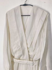 Elegant Cream Wrap Dress