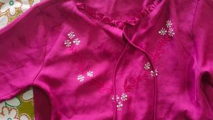 Pink Floral Embroidered Top