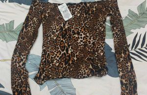Leopard Print Off-Shoulder Top New YearSale ❗❗❗
