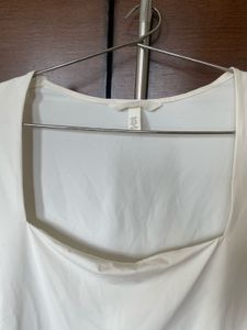 White Square Neck Top