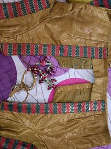 Half -2  Brown Golden Saree With Blouse