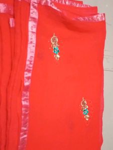 Red Embellished Saree