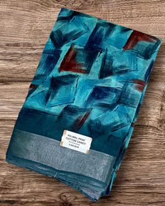 Elegant Printed Cotton Linen Saree With Blouse