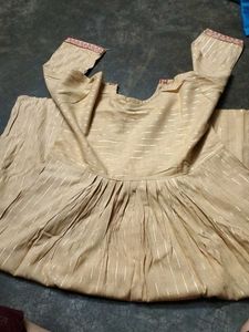 Striped Embroidered Beige Kurti