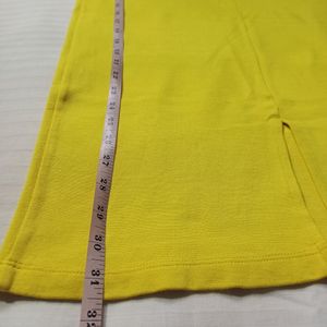 Vibrant Yellow Bodycon Midi Pencil Skirt