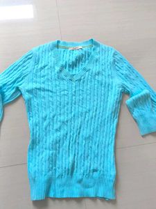 Blue Cable Knit Sweater