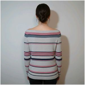 Striped Off-Shoulder Knit Top