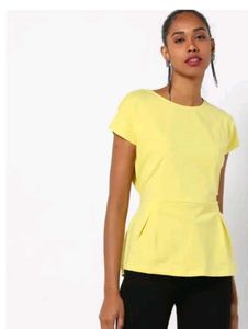 AND Yellow Back Tie Peplum Top