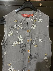 Floral Print Grey Kurti