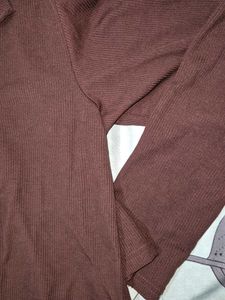 Brown shirt collar Top