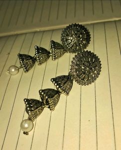 Oxidized Chocker Necklace With Earring