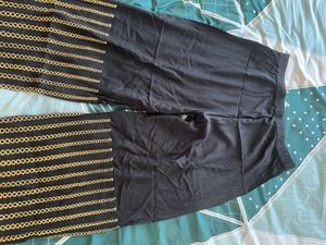 Black Wide Leg Palazzo with Gold Detail