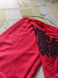 Red Embellished Saree