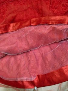 Beautiful Sparkling Red Net Gown for Functions