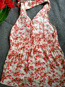 Red Floral Helter Top