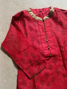 Red Printed Long Kurti