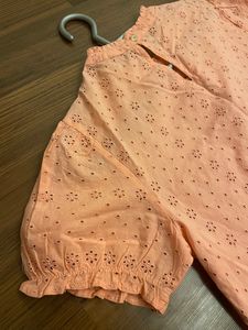 DNMX Schiffli Embroidered Puffed Sleeves Unused Top