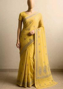 Embroidered Bright Yellow Saree 🟡💛