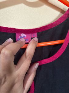 Black Kurta with Pink Trim - Size: L