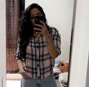 Pink Plaid Cropped Shirt