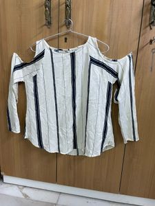 Striped Cold Shoulder Top