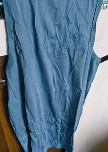 Neo-Cotton Antibacterial Vest Round- Teal Blue