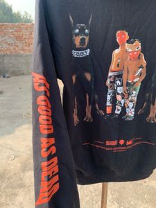 Graphic Print Black Hoodie