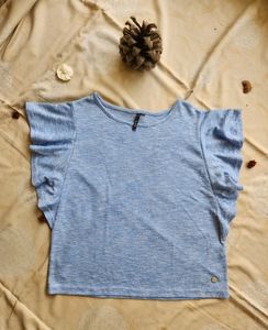Blue Frill Arm Top From L.O.V. By Westside