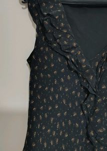 Caroll Black Floral Print Midi Dress