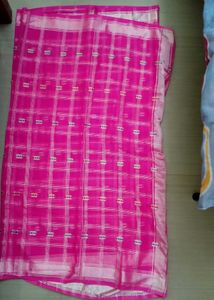 Pink Checkered Saree