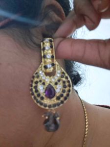 Stunning Gold &amp; Purple Statement Earrings